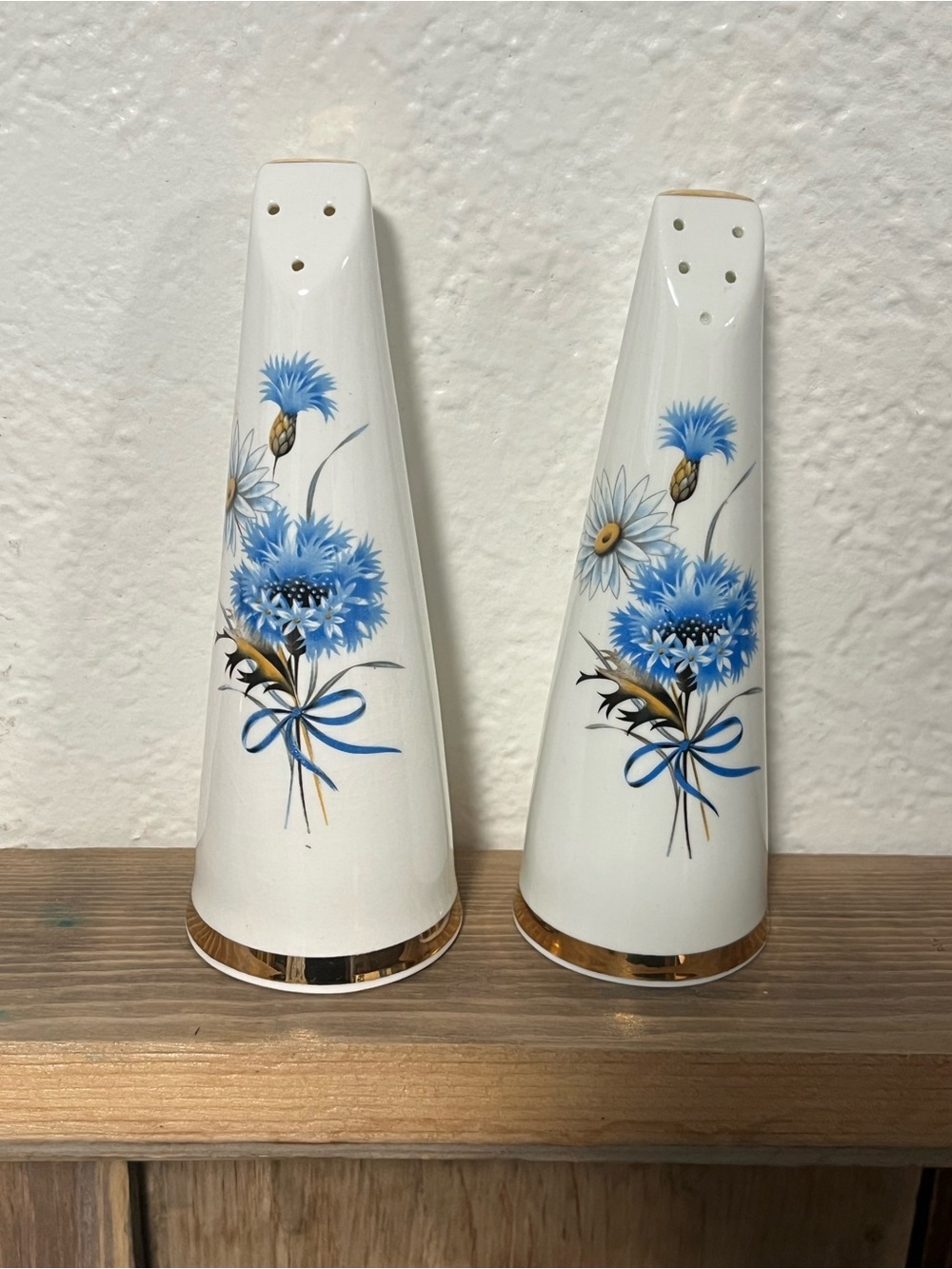 Blue Floral Ceramic Salt and Pepper Shaker Set